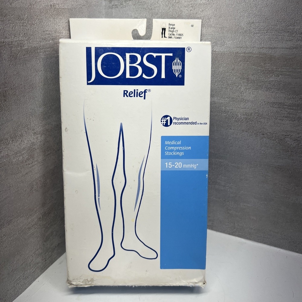 JOBST Relief Thigh High Closed Toe  Silicone Dot Band 15-20mmHg (Beige) X-Large